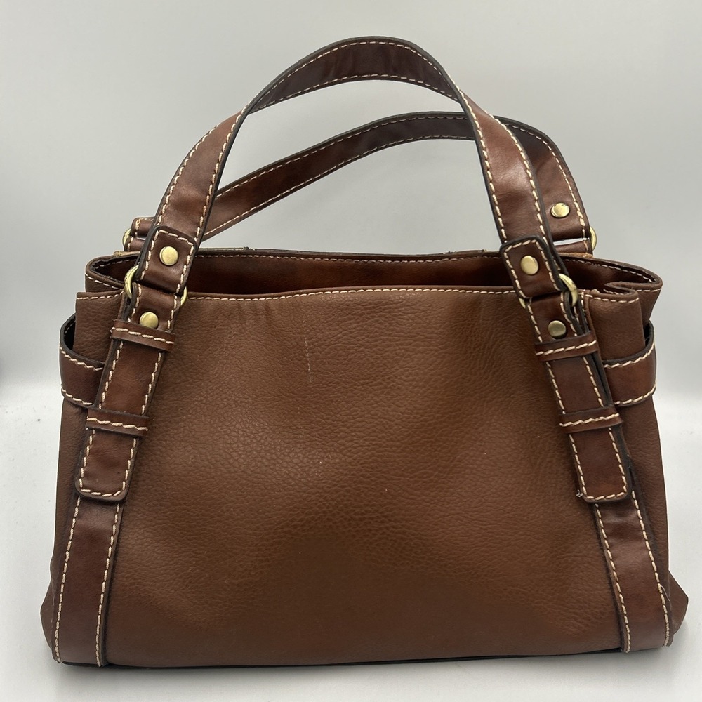 Vtg Y2K Relic Brown Faux Leather Patchwork Tote Hand Bag Purse Boho Colorblock - Picture 4 of 13